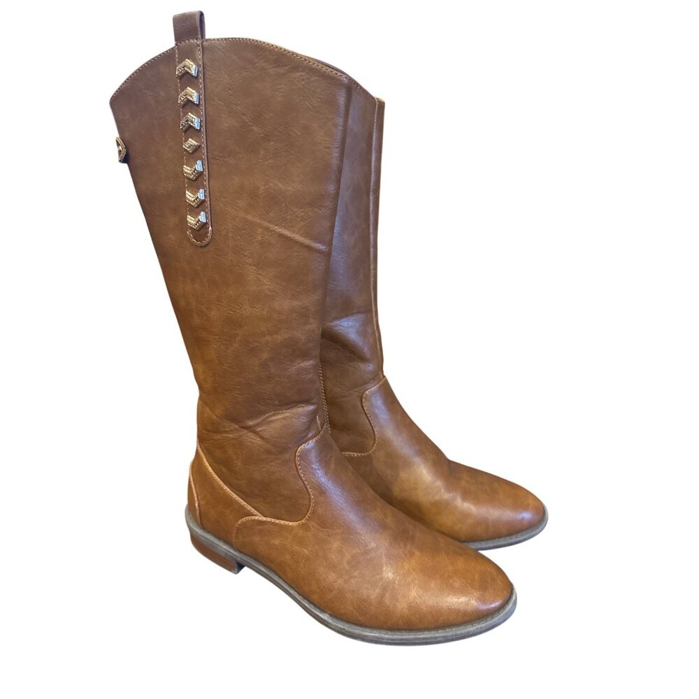 Sam Edelman Pia Samara Distressed Brown Tall Riding Boots US 5 Equestrian - Picture 9 of 15